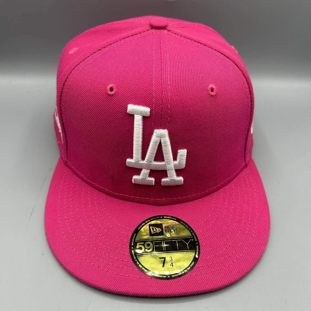 Los Angeles LA Dodgers MLB Hat Men 7 3/4 Pink 59Fifty New Era Fitted Cap